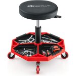 Costway - tabouret d'atelier pneumatique 4 roulettes universelles / chaise d'atelier pivotante avec plateau ...