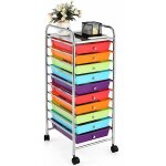 Costway - tour de rangement sur roulettes avec 10 tiroirs 32, 5 x 37 x 86 cm chariot de rangement pour ...