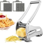 Jamais utilis]coupe frite professionnel, acier inoxydable decoupe frite avec 2 lames de rechange, coupe ...