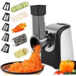 Coupe - l�gumes �lectrique 150w, avec 5 c�nes, r�pe pour carottes, pommes de terre, concombres, argent ...