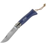 Couteau de poche opinel no. 08 avec �tui en similicuir, bleu (001891)