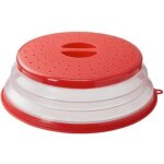 Couvercle pliable pour micro - ondes (26 cm) avec crochet pour fruits, l�gumes et aliments - rouge