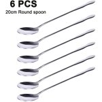 Couverts en acier inoxydable 6 pi�ces, ensemble de cuill�res � boisson longue 20 cm, cuill�re � cocktail, ...