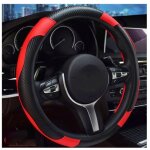 Couvre volant cuir microfibre, noir rouge couvre volant voiture respirant pu avec couvercle frein main ...