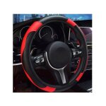 Couvre volant cuir microfibre, noir rouge couvre volant voiture respirant pu avec couvercle frein main ...
