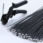 Cravates � glissi�re en m�tal noir avec pistolet � cravate en acier inoxydable pour la fixation et la ...