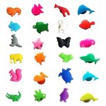 Lot de 24 marqueurs pour verres � vin en silicone avec animaux terrestres marins et breloques pour verres ...