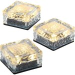 Lot de 3 lampadaires solaires en forme de galet - luminaires dcoratifs - 10 x 10 x 5 cm - abs massif ...