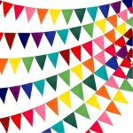 Bannires de fanions en tissu feutr arc - en - ciel, guirlande de fte multicolore, 60 pices - crea ...