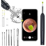 Earwax removal, ear cleaner with camera, 4 ear spoons, led light, wireless otoscope with ear cleaning ...