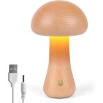 Lampe champignon en bois, lampe de chevet portable à intensité variable rechargeableavec usb, veilleuse ... Lampe champignon en bois, lampe de chevet portable à intensité variable rechargeableavec usb, veilleuse ...