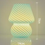 Mushroom lamp - desk lamp with striped glass, bedlight for bedroom, living room, coffee shop, office, ...