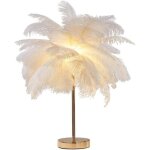 Basetbl ? lampe � poser en plumes d'autruche 50 cm ? abat - jour 40 cm ? led 3w avec 3 modes ? rechargeable, ...