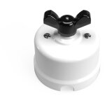 Creative cables - interrupteur / va et vient en porcelaine blanche avec �crou papillon noir