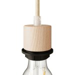 Creative cables - kit portalampada e27 filettato cilindrico in legno con serracavo per paralume Creative cables - kit portalampada e27 filettato cilindrico in legno con serracavo per paralume
