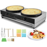 Crepiere electrique 40 cm, appareil a crepes commercial a double tete, machine a crepes antiadhesive, ...