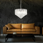 Suspension lustre en cristal lampe  suspension en cristal lustre clair, mtal chrom, 4x douilles e14, ...