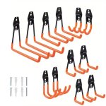 Crochets de garage en acier r�sistant - rev�tement anti - d�rapant pour outils, �chelles, v�los, 12 pi�ces, ...