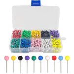 Csparkv - 1000 pi�ces tacks, epingles � t�te ronde, �pingles carte, punaises, avec pointe en acier et ...