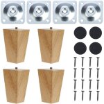 Csparkv - lot de 4 pieds de meubles carr�s coniques en bois massif pour meubles, armoires, ottomans, ...