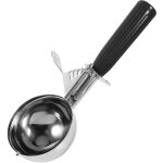 Cuill�re � glace pratique en acier inoxydable avec poign�e en plastique pour la cuisine (4, 7 cm)