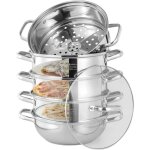 Cuiseur vapeur, 5 couches, en acier inoxydable 304, poli, casserole � vapeur, 28 cm, comprend une casserole ...