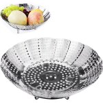 Cuiseur vapeur pliable en inox ? panier vapeur pour l�gumes, compatible toutes casseroles