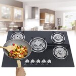 Gojoy - cuisinire  gaz encastrable  5 flammes - 30' - en acier inoxydable - pour la maison et le camping ...