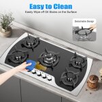 Cuisini�re � gaz encastrable, plaque de cuisson gaz 5 feux, tables de cuisson, convient pour un usage ...