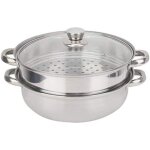 Cuit - vapeur � double paroi en acier inoxydable pour soupes, avec couvercle en verre, 27 cm de diam�tre. ...