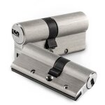 Cylindre de s�curit�  r15  40x40 mm avec syst�me � 10 pistons en laiton nickel� (comprend 5 cl�s)