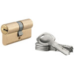 Cylindre de serrure � double entr�e 5g, 30x30mm, laiton, anti - arrachement, 5 cl�s sp