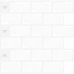 Cyslmuk - mennitr lot de 10 pices, carrelage autocollant blanc, crdence adhsive cuisine salle de bains, ...