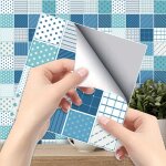 Cyslmuk - 6 pi�ces carreaux de sol � carreaux bleus (20 x 20 cm) - carreaux autocollants pour cuisine, ...