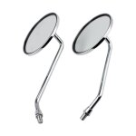 Rtroviseur - 1 paire de rtroviseurs de moto argents ronds chroms de 10 mm. rtroviseur gauche et ...