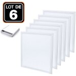 Dalle led 600x600 40w lot de 6 pcs pmma blanc neutre 4000k + 6