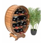 Dandibo - casier � vin en bois tonneau � vin debout 12 bouteilles teint� en brun casier � bouteilles ...