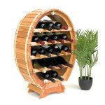Dandibo - casier � vin en bois tonneau � vin debout 18 bouteilles naturel casier � bouteilles porte - ...