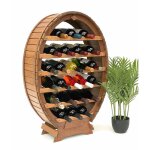 Dandibo - casier � vin en bois tonneau � vin debout 24 bouteilles marron casier � bouteilles porte - ...
