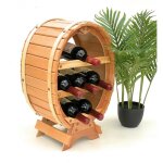 Dandibo - casier � vin en bois tonneau � vin debout 6 bouteilles naturel casier � bouteilles porte - ...