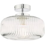 Dar riva plafonnier semi encastr� salle de bain verre nervur� chrome poli ip44