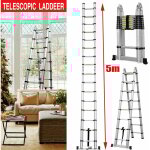 Dayplus - chelle télescopique en aluminium, jusqu'à 5m accessoire pliant échelle polyvalente, 150kg de ... Dayplus - chelle télescopique en aluminium, jusqu'à 5m accessoire pliant échelle polyvalente, 150kg de ...