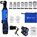 Nouveau �lectrique sans fil 3 / 8 pouces 12v 90 � cliquet droit angle cl� outil + 2pc batterie