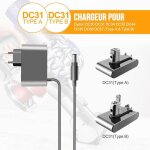 Dc31 dc35 chargeur de remplacement pour 16. 75v / 24. 35v dc30 dc31 dc34 dc35 dc44 dc45 dc56 dc57 917530 ...