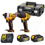 Dewalt - dck2062m2t - qw pack de 2 outils dcd709 + dcf809 (18v, 2 x 4, 0ah + chargeur) en coffret tstak ...