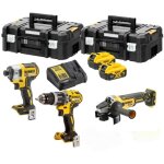 Dewalt - dck384p2t - qw kit 3 outils xr 18v 5ah li - ion brushless dcd796 + dcf887 + dcg405 + 2 x 5, ...