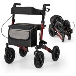 Deambulateur pliable et leger avec pneus a air rouge capacite de charge 140 kg