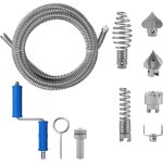 Deboucheur canalisation 5 metre diamtre 12 mm, professionnel furet plomberie avec 8 pices dragage nettoyeur ...
