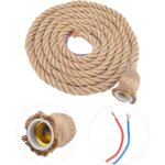 Decdeal 3m e27 vintage chanvre corde plafonnier base pendentif lampe ampoule titulaire 85 - 265v, 3m ...