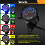 Decdeal compteur de vitesse m�canique de moto personnalis� cafe racer avec indicateur led, odom�tre 220 ...